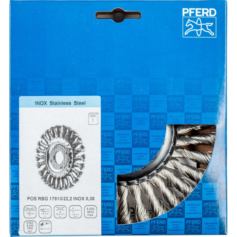 PFERD Cirkulärborstar, virad tråd POS RBG 17813/22,2 INOX 0,35