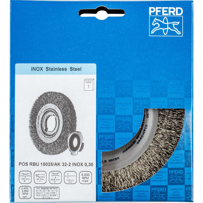 PFERD Cirkulärborstar vågig tråd POS RBU 15025/AK32-2 INOX 0,30